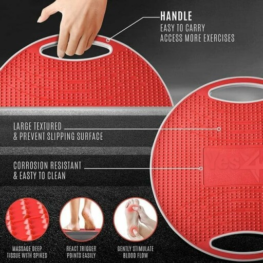 Wobble balance board showing its unique design and features.