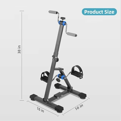 Compact pedal exerciser with dimensions 38x16x16 inches