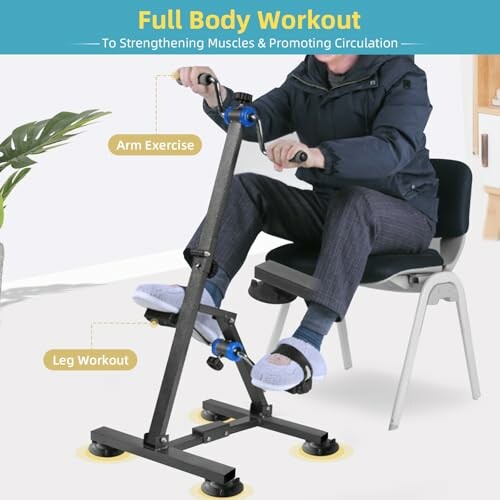 Person using a full body workout machine for arm and leg exercise.