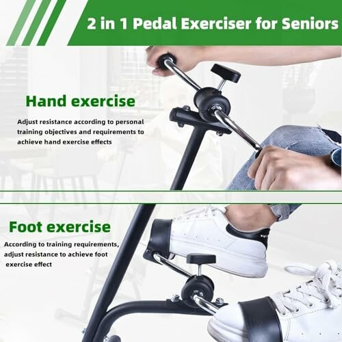 Pedal exerciser for hand and foot exercises with adjustable resistance.