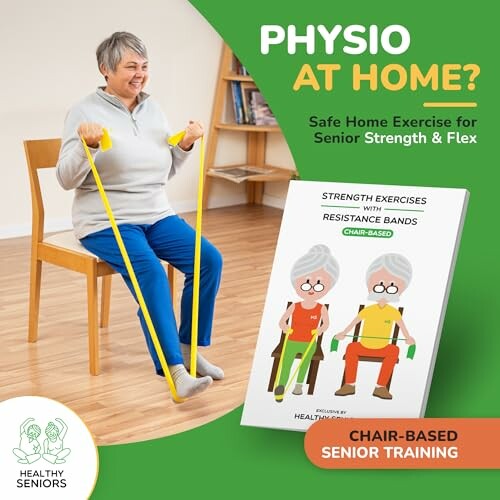 Senior woman exercising with resistance bands at home