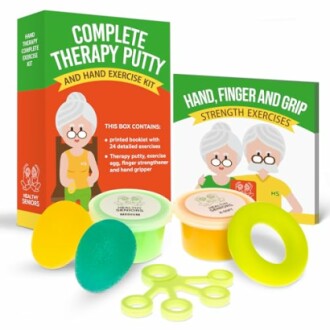 Therapy putty and hand exercise kit with exercise guide.