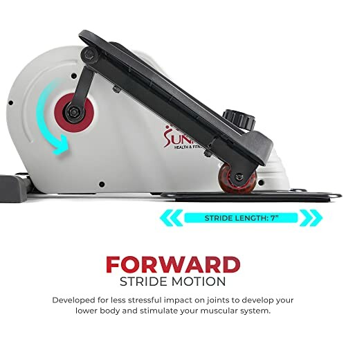 Under desk elliptical machine with forward stride motion and 7-inch stride length for seniors and individuals with joint issues.